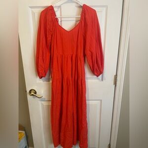 Universal Thread Red Puff Sleeve Maxi Dress